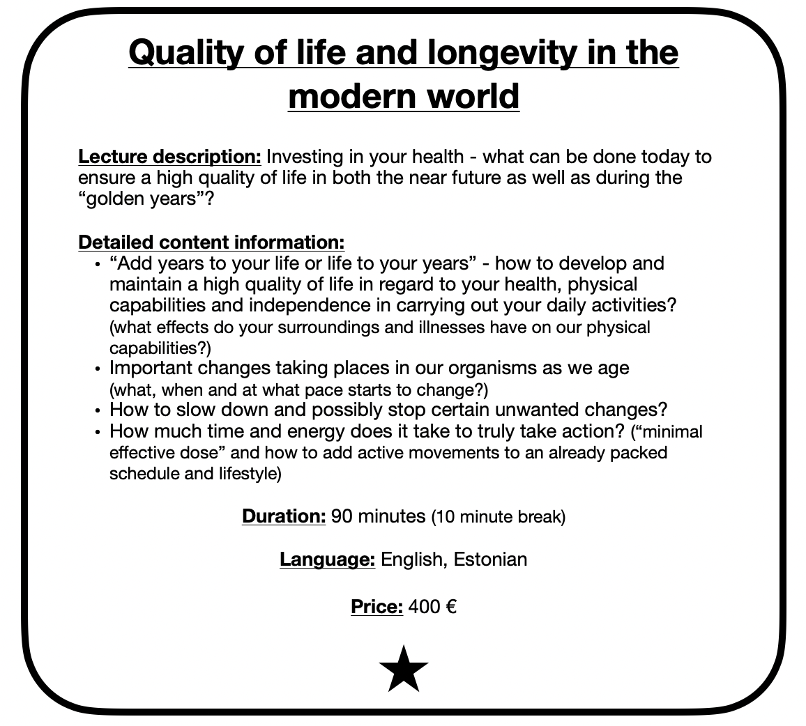 Quality of life and longevity in the modern world