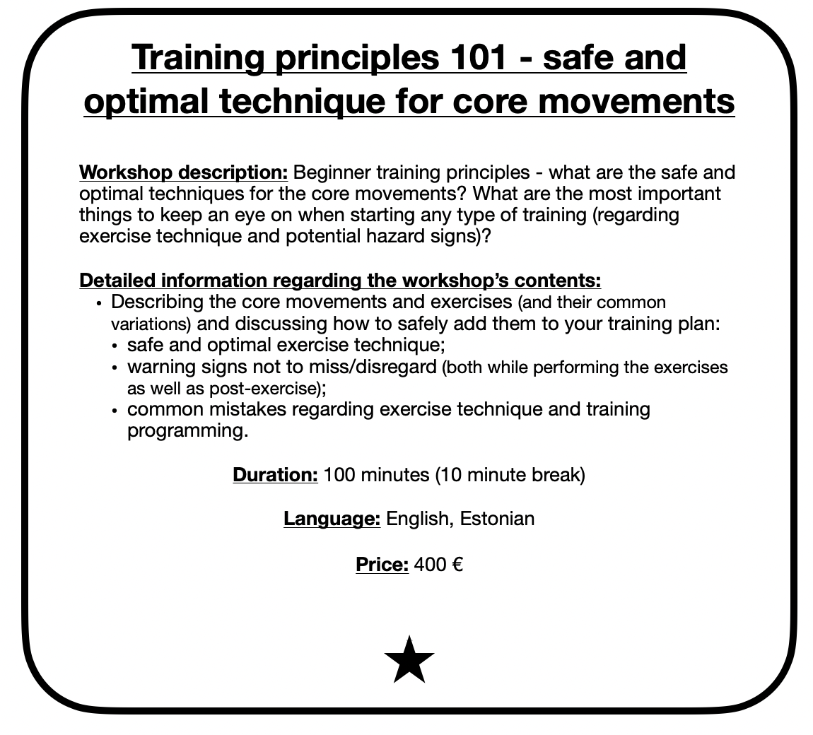 Training principles 101 - safe and optimal technique for core movements